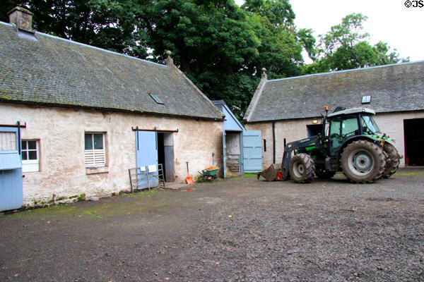 Barns around courtyard of Reid farm at National Museum of Rural Life. Kittochside, Scotland.