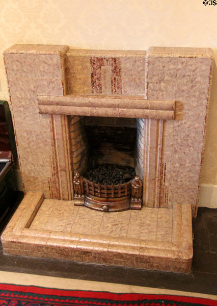 Tiled fireplace in Reid farmhouse at National Museum of Rural Life. Kittochside, Scotland.