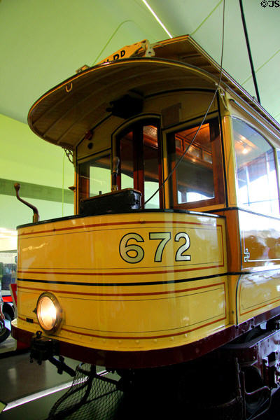 Glasgow Corporation Tramways single deck car 672 (1898-1907) at Riverside Museum. Glasgow, Scotland.