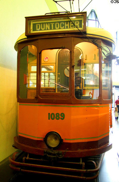 Glasgow Corporation tramcar 1089 'Bailie Burt' (1926) at Riverside Museum. Glasgow, Scotland.