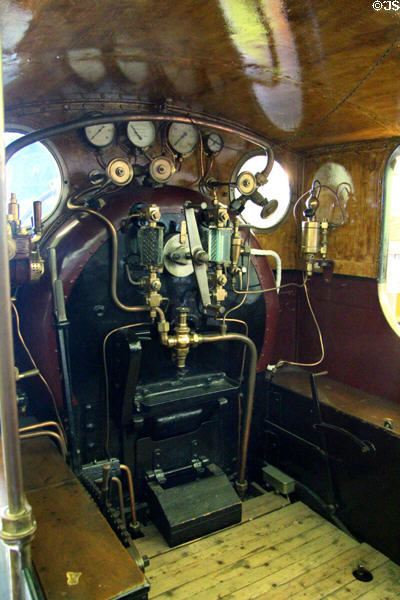 Cab of Caledonian Railway locomotive no. 123 (1886) by Neilson & Co. of Glasgow at Riverside Museum. Glasgow, Scotland.