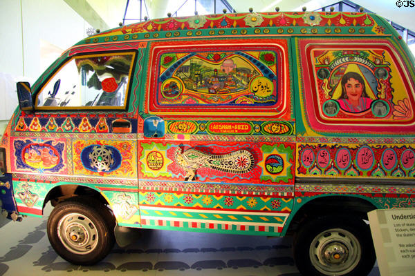 Van painted in Pakistan (1997) at Riverside Museum. Glasgow, Scotland.