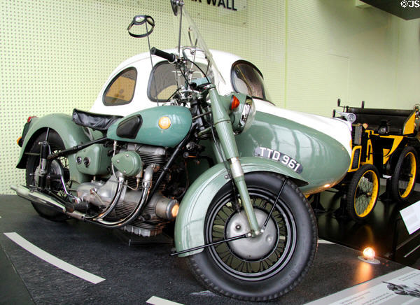 Sunbeam S7 motorcycle & sidecar (1954-9) at Riverside Museum. Glasgow, Scotland.