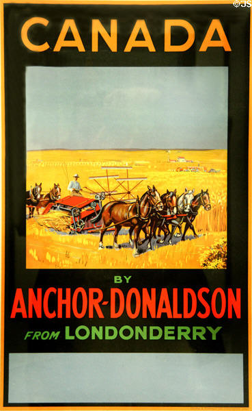 Canada by Anchor-Donaldson from Londonderry emigration poster (1924) at Riverside Museum. Glasgow, Scotland.