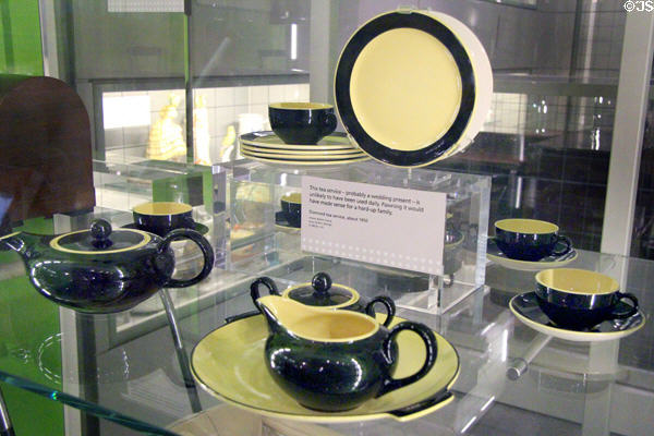 Diamond tea service (c1950) by Villeroy & Boch of France at Riverside Museum. Glasgow, Scotland.