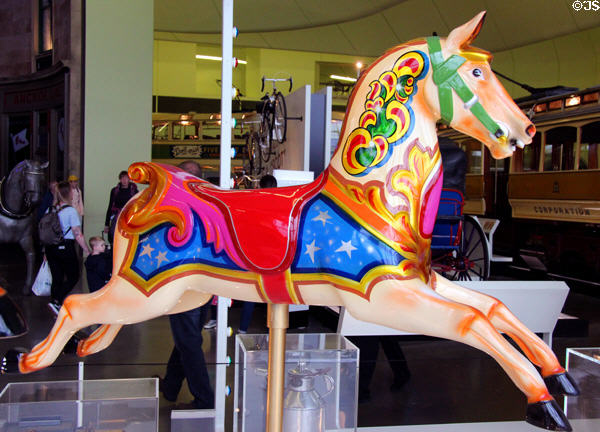 Carrousel horse at Riverside Museum. Glasgow, Scotland.