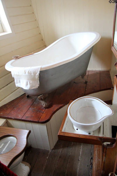 Tub & tippable basin in poop cabin of Glenlee Tall Ship. Glasgow, Scotland.