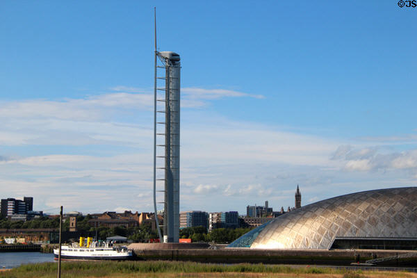 Glasgow Science Centre with TS Queen Mary historic ship, Glasgow Tower & Science Mall. Glasgow, Scotland.