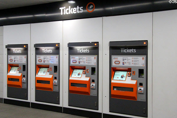 Ticket machines for Glasgow Subway. Glasgow, Scotland.
