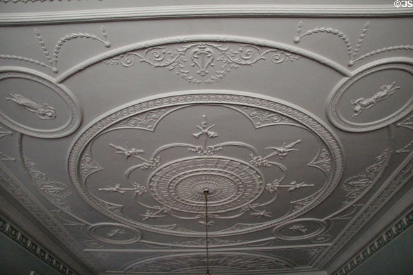 Dining room ceiling in style of John Adam at Culzean Castle. Maybole, Scotland.