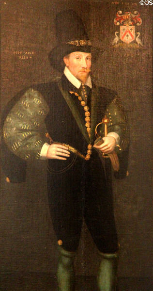 Sir Thomas Kennedy of Culzean, knighted by King James I/VI for his support of Mary Queen of Scots, portrait (c1600 at age 43) attrib. Adrian Vanson at Culzean Castle. Maybole, Scotland.
