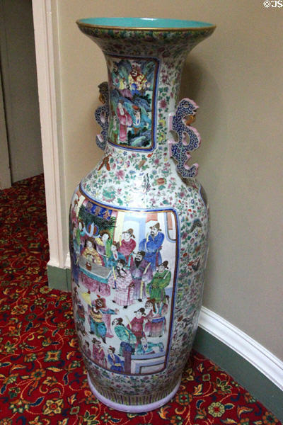 Chinese export vase on Oval staircase hall at Culzean Castle. Maybole, Scotland.