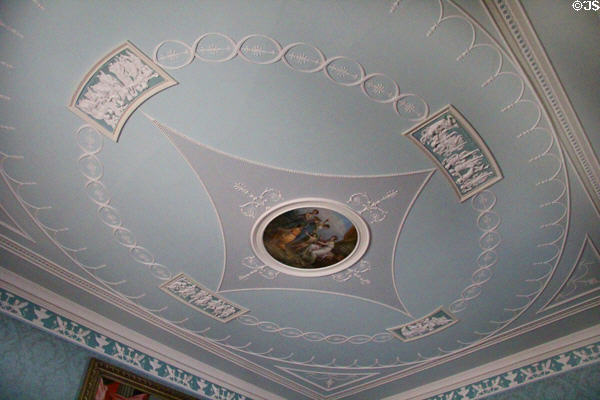 Blue drawing room ceiling by Robert Adam at Culzean Castle. Maybole, Scotland.