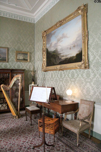 Music room with Culzean painting (c1816) by Alexander Nasmyth at Culzean Castle. Maybole, Scotland.
