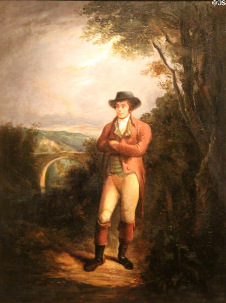 Robert Burns on banks of River (early 20thC) Doon by unknown at Robert Burns Birthplace Museum. Alloway, Scotland.