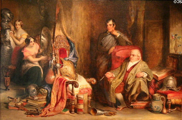 Meeting of Burns & Captain Francis Grose in 1789 which led to tale of Tam o'Shanter painting by Robert Scott Lauder at Robert Burns Birthplace Museum. Alloway, Scotland.
