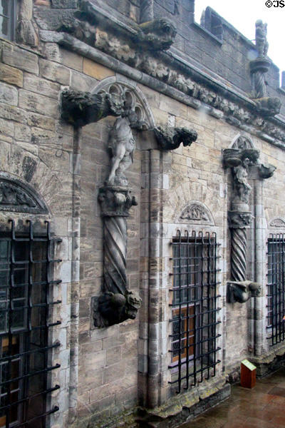 Grotesque carved figures on Palace at Stirling Castle. Stirling, Scotland.