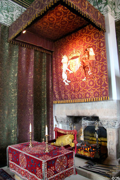 Tapestries in Queen's Bedchamber recreated in Palace of Stirling Castle. Stirling, Scotland.