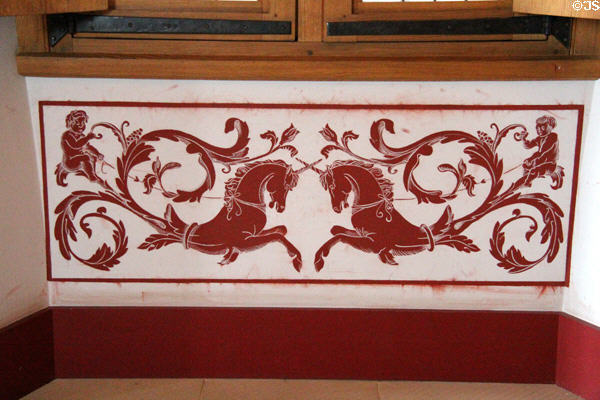 Wall painting in Queen's Outer Hall recreated in Palace of Stirling Castle. Stirling, Scotland.