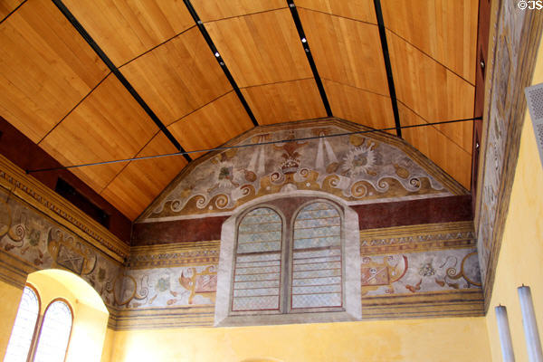 Vaulted ceiling & frieze paintings in Chapel Royal at Stirling Castle. Stirling, Scotland.