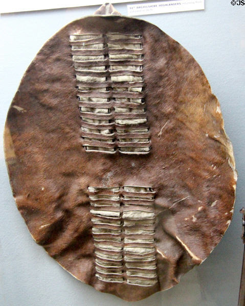 Zulu leather shield from battle of Ginginhlovo (April 1, 1879) at Stirling Castle Regimental Museum. Stirling, Scotland.