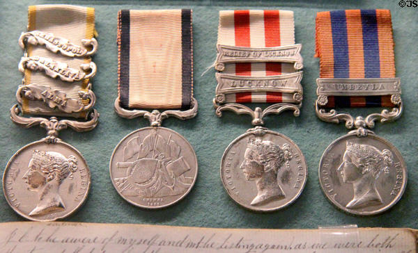 Crimean, India & other Medals of William Duguid at Stirling Castle Regimental Museum. Stirling, Scotland.
