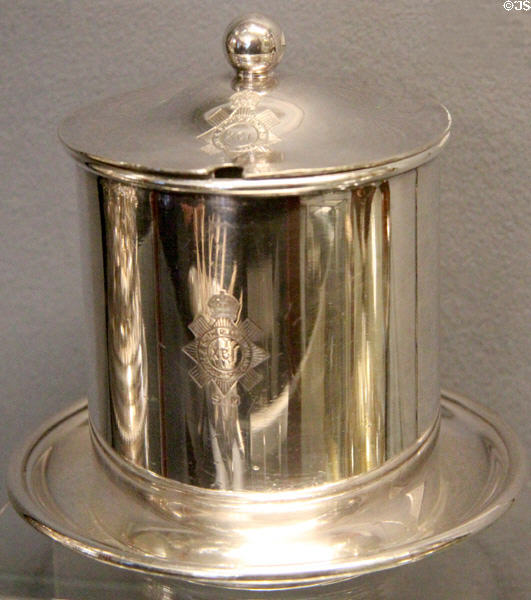 Silver marmalade pot made for Argyll & Sutherland Highlanders at Stirling Castle Regimental Museum. Stirling, Scotland.