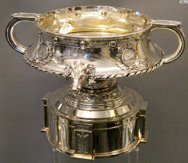 Silver punch bowl (1905) made for Scottish Regiment in London at Stirling Castle Regimental Museum. Stirling, Scotland.