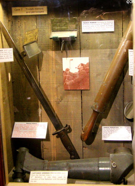 WWI trench periscopes & mirrors at Stirling Castle Regimental Museum. Stirling, Scotland.