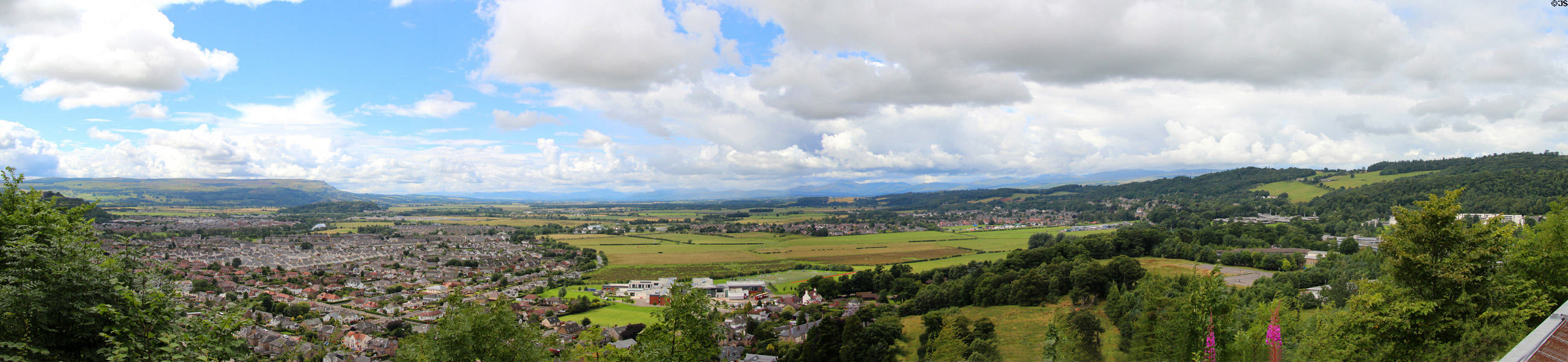 Panorama of Stirling & surrounding mountains seen from Wallace Monument. Stirling, Scotland.