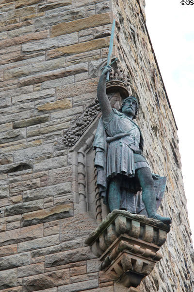 William Wallace bronze sculpture by D.W. Stevenson on National Wallace Monument. Stirling, Scotland.
