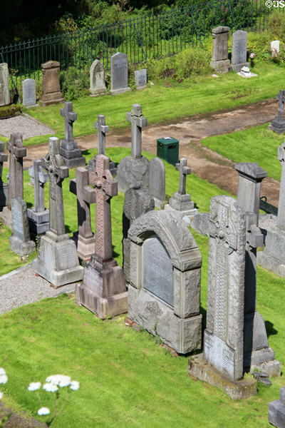 Celtic crosses in churchyard of Church of Holy Rood (St John St.). Stirling, Scotland.