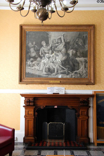 Painting & fireplace in Dunfermline City Chambers. Dunfermline, Scotland.