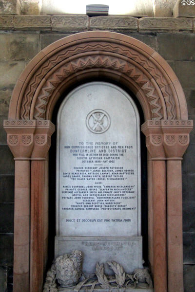 South African war memorial at Dunfermline Abbey. Dunfermline, Scotland.