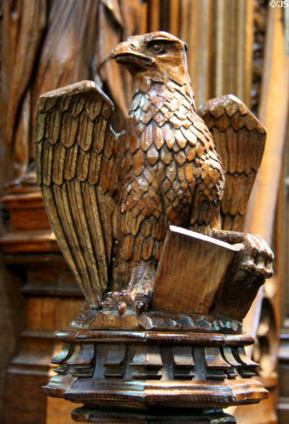 Eagle of Evangelist St John on pulpit of Dunfermline New Abbey Church. Dunfermline, Scotland.