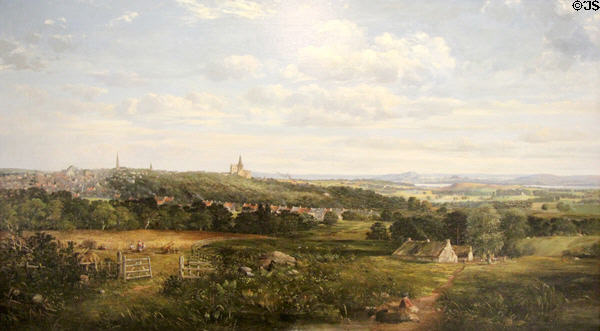 Dunfermline from Northwest painting (1860) by Andrew Blair at Andrew Carnegie Birthplace Museum. Dunfermline, Scotland.