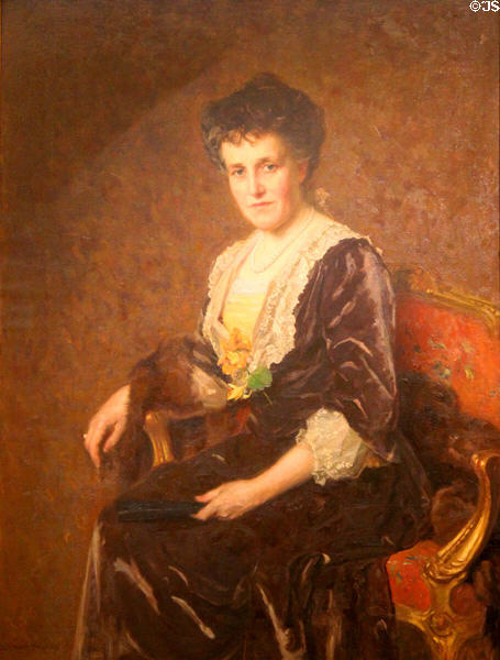 Louise Whitfield Carnegie, wife of Andrew portrait by Stephen Seymour Thomas at Andrew Carnegie Birthplace Museum. Dunfermline, Scotland.