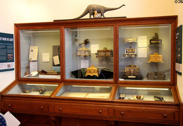 Awards & honors given Carnegie including dinosaur named after him at Andrew Carnegie Birthplace Museum. Dunfermline, Scotland.