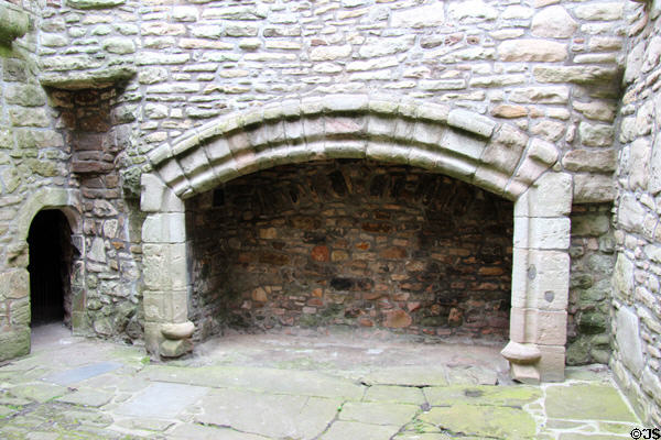 Kitchen fireplace (1661) at Craigmillar Castle. Craigmillar, Scotland.