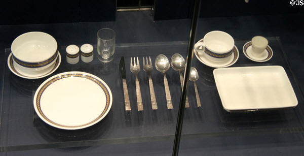 Concorde china place setting & silverware at National Museum of Flight. East Fortune, Scotland.
