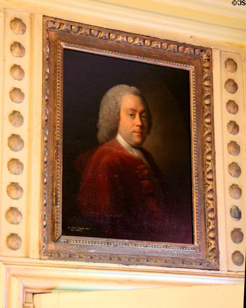 Lord Hailes, grandson of first Dalrymple owner of the estate, portrait by Allan Ramsay in Chinese sitting room at Newhailes. Musselburgh, Scotland.