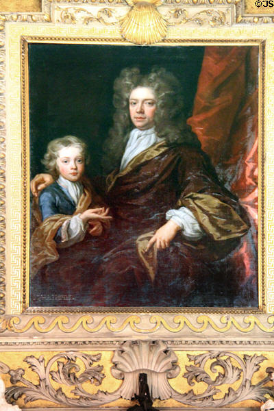 Portrait of Sir David Dalrymple & his son, James, in Library at Newhailes. Musselburgh, Scotland.