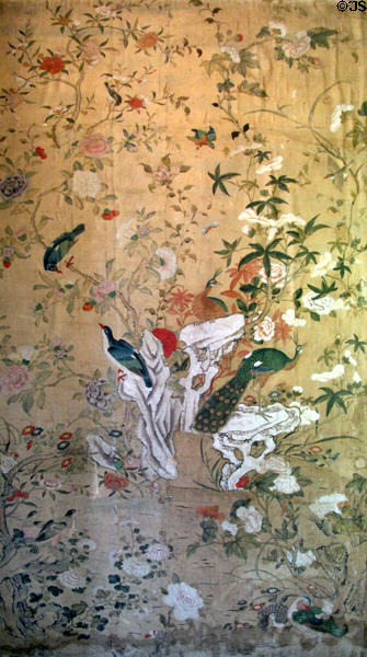 Painted Chinese wallpaper displayed in dressing room at Newhailes. Musselburgh, Scotland.
