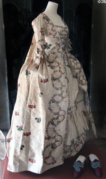 Silk dress (c1740) made by Spitalfields silk weavers, found inside chest at Newhailes. Musselburgh, Scotland.