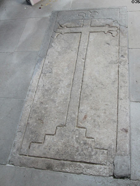 Slab with cross on floor at Seton Collegiate Church. Seton, Scotland.