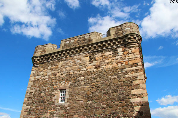 Upper stories of mast tower at Blackness Castle. Blackness, Scotland.
