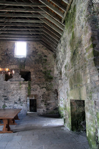 Interior of great hall at Blackness Castle. Blackness, Scotland.