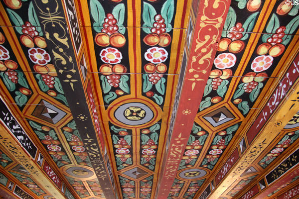 Painted ceiling, a fine example of Scottish decoration, at The Study. Culross, Scotland.