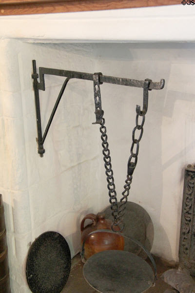 Wrought iron bannock bread girdle (griddle) made by Culross hammermen under royal monopoly at The Study. Culross, Scotland.