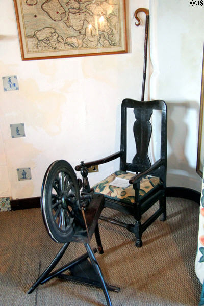 Spinning wheel & chair at The Study. Culross, Scotland.